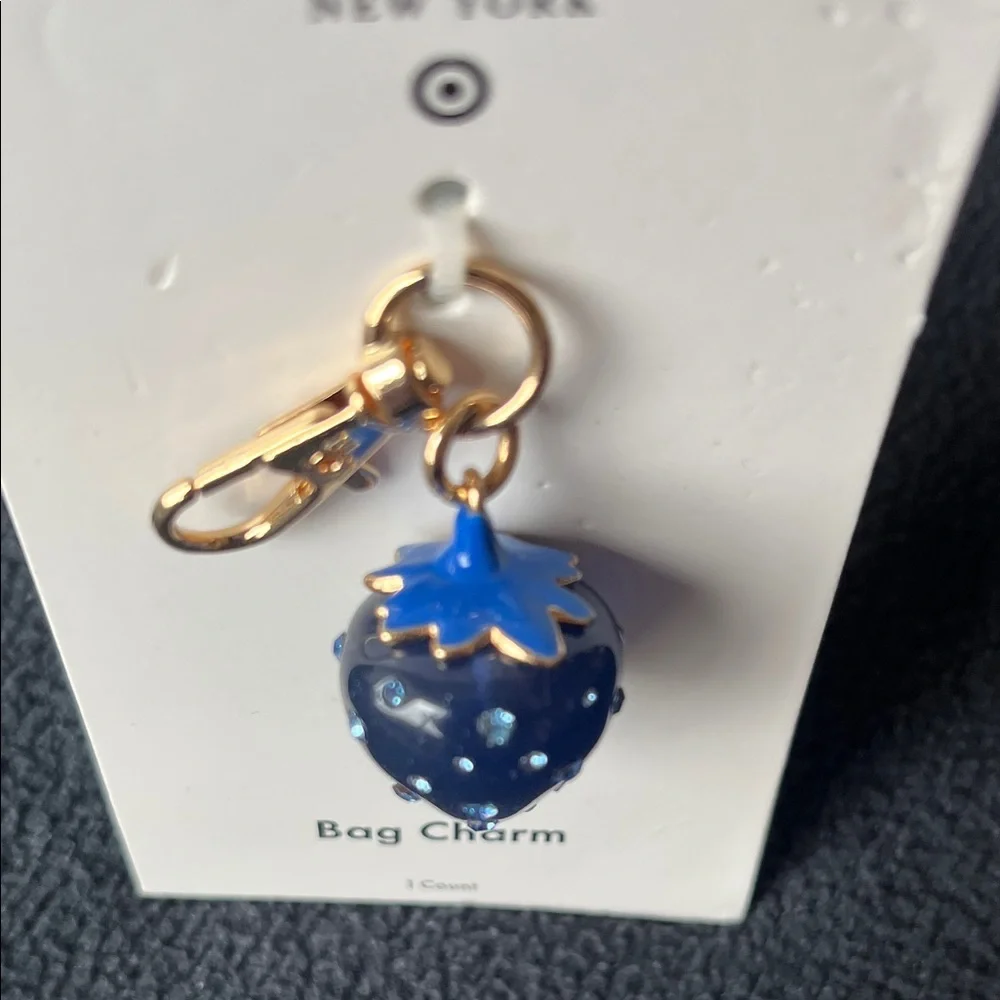 NWT Kate Spade Blue Strawberry Bag Charm Keychain
